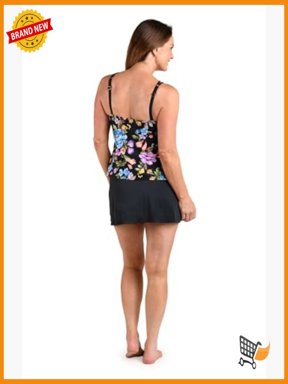 High Neck Tankini Top Adjustable Removable Cups - Picture 4 of 4